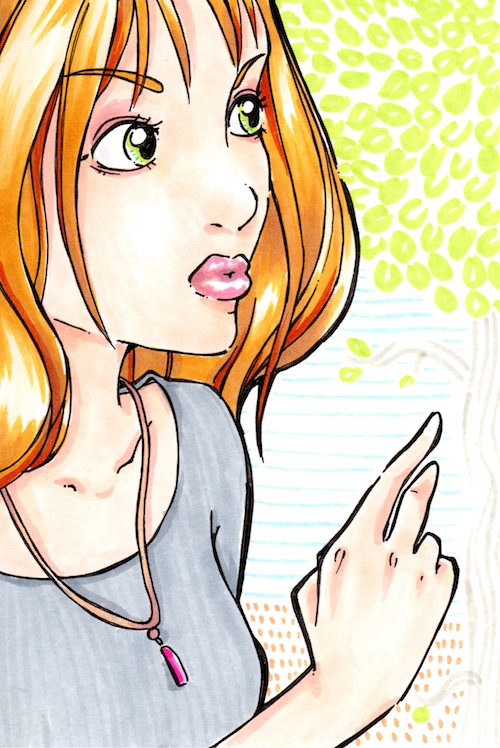Junge Frau, gemalt mit Copic Markern Junge Frau, gemalt mit Copic Markern